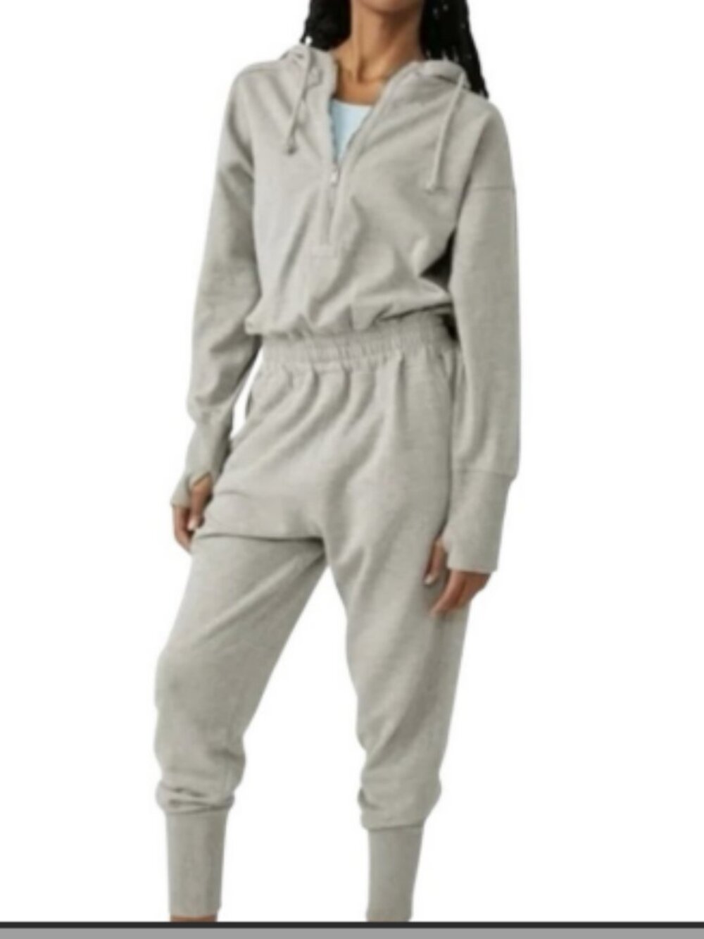 Free People Movement Training Day Size Small Heather Gray Cotton Jumpsuit